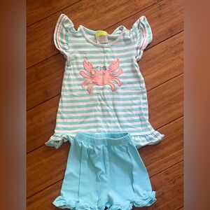 Classic Whimsey Striped Aqua and Pink Crab Outfit